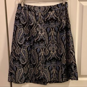 Ann Taylor Fully Lined Pleated Paisley Skirt